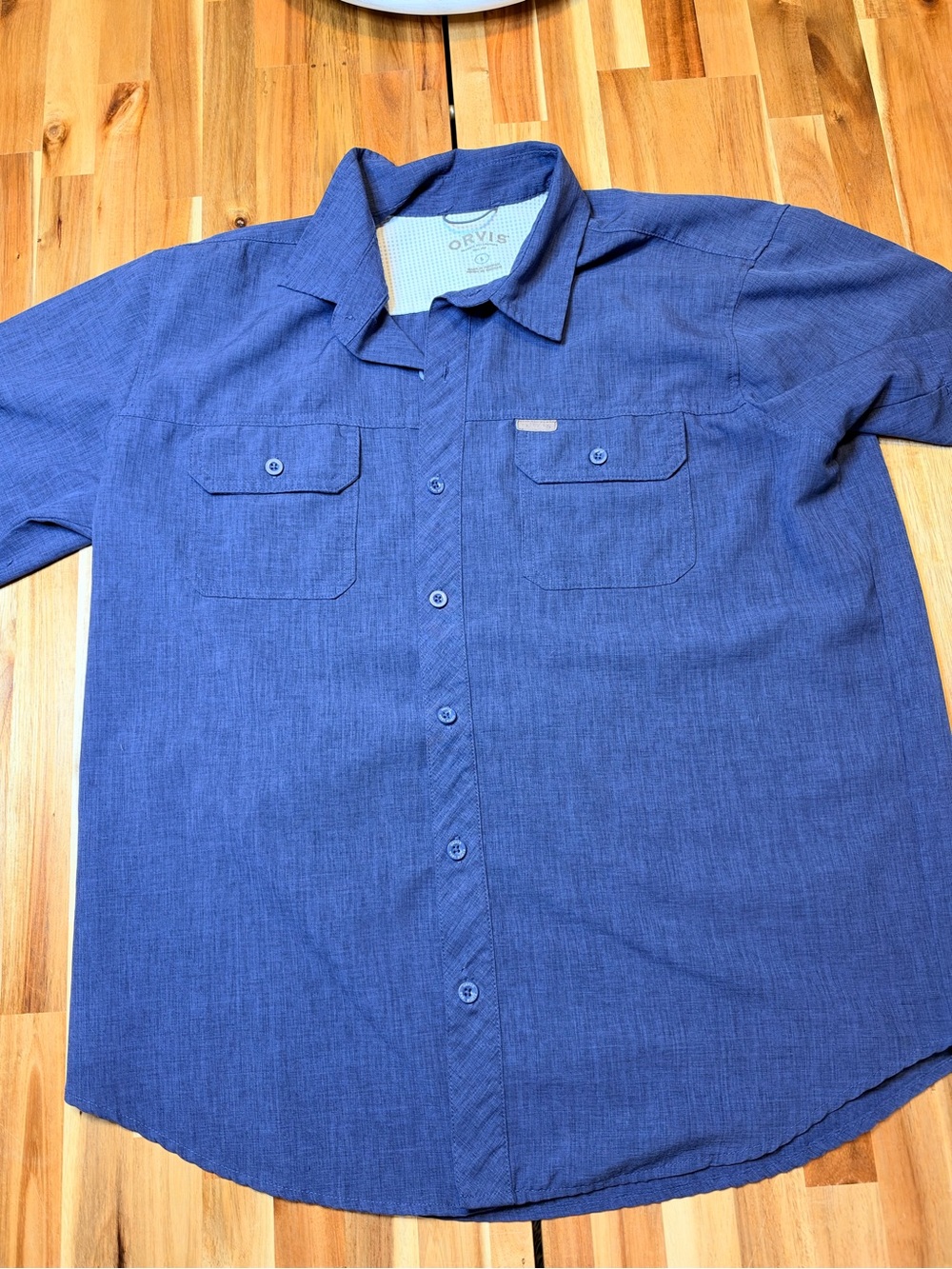 Orvis Men’s Blue Short Sleeve Button Up Shirt Large